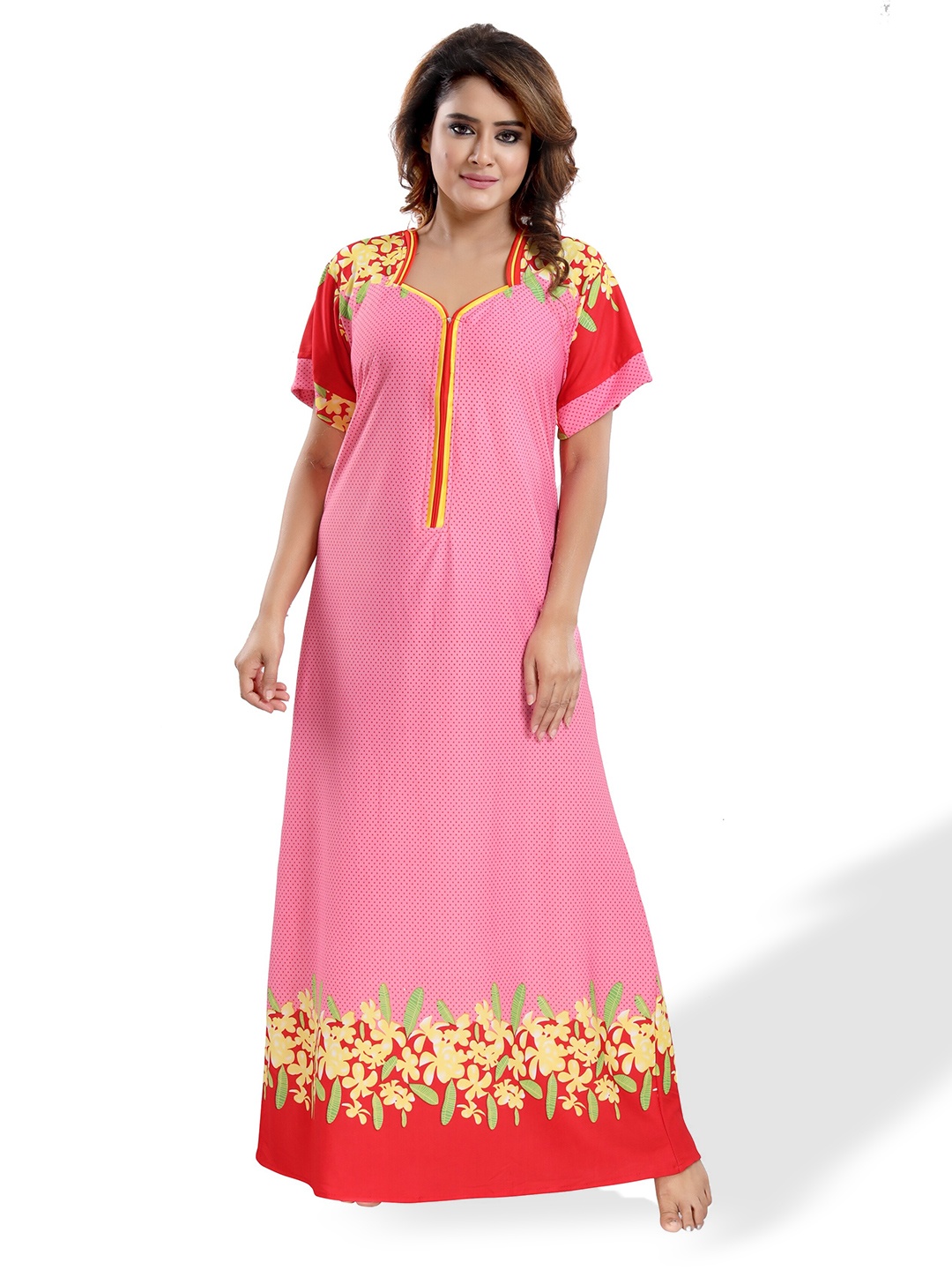 

SHOPPING STATION Floral Printed Satin Maxi Nightdress, Peach