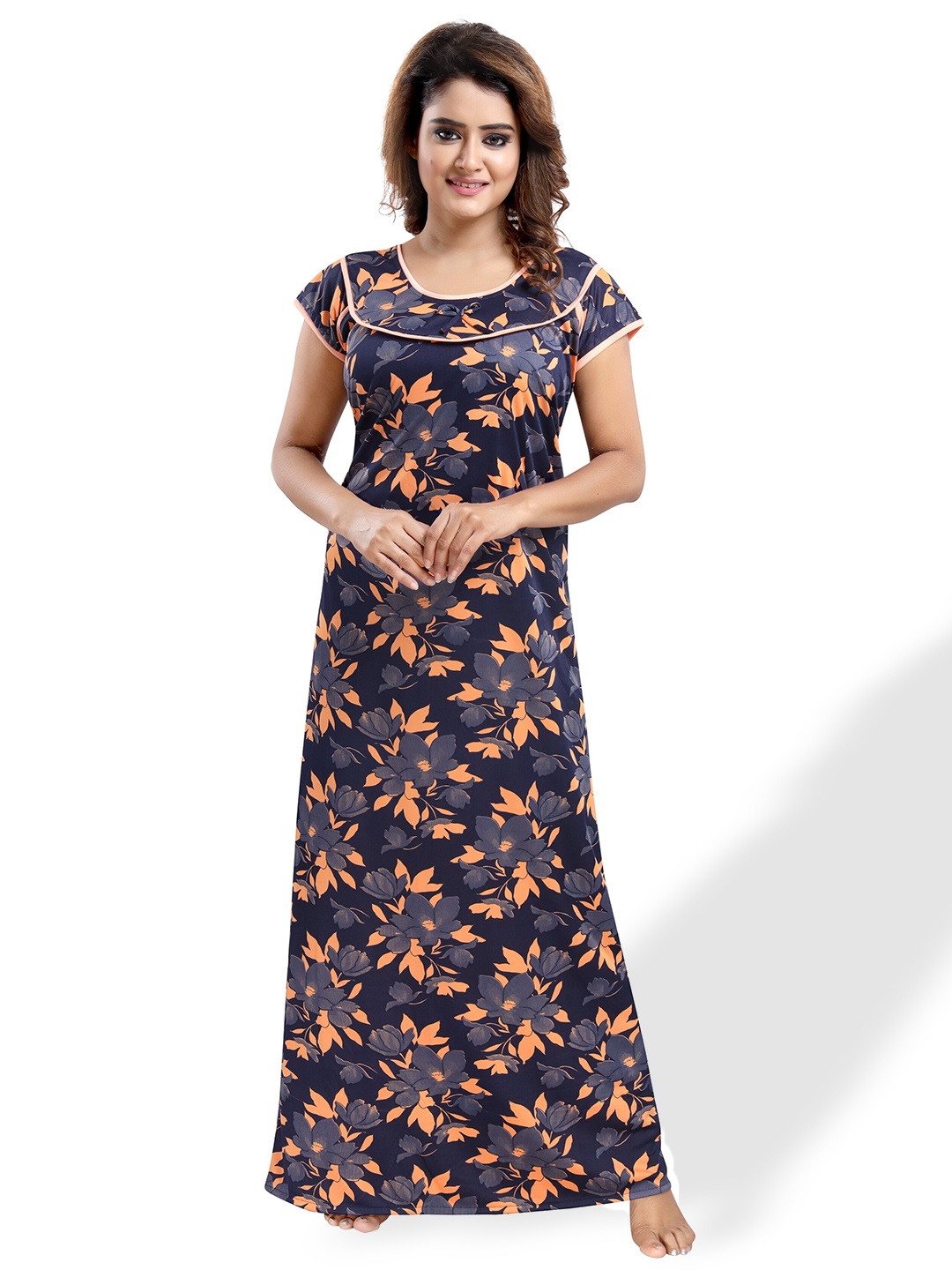 

SHOPPING STATION Floral Printed Satin Maxi Nightdress, Blue