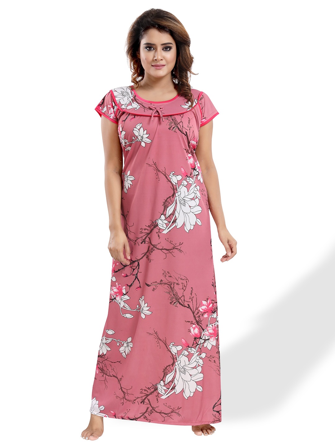 

SHOPPING STATION Floral Printed Satin Maxi Nightdress, Pink