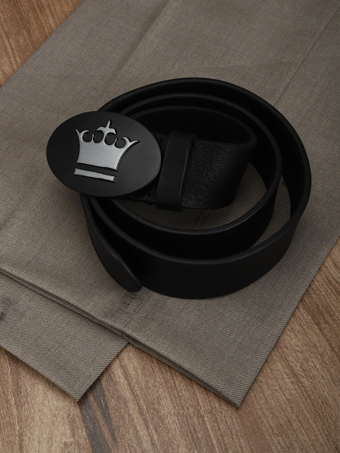 

Louis Philippe Sport Men Leather Belt With Slider Buckle, Black
