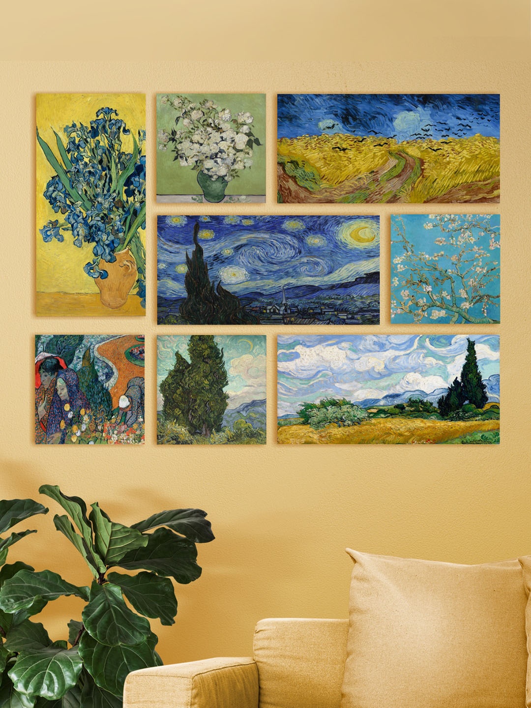 

PAPER PLANE DESIGN Gold Toned & Blue 8 Pieces Printed Framed Wall Art