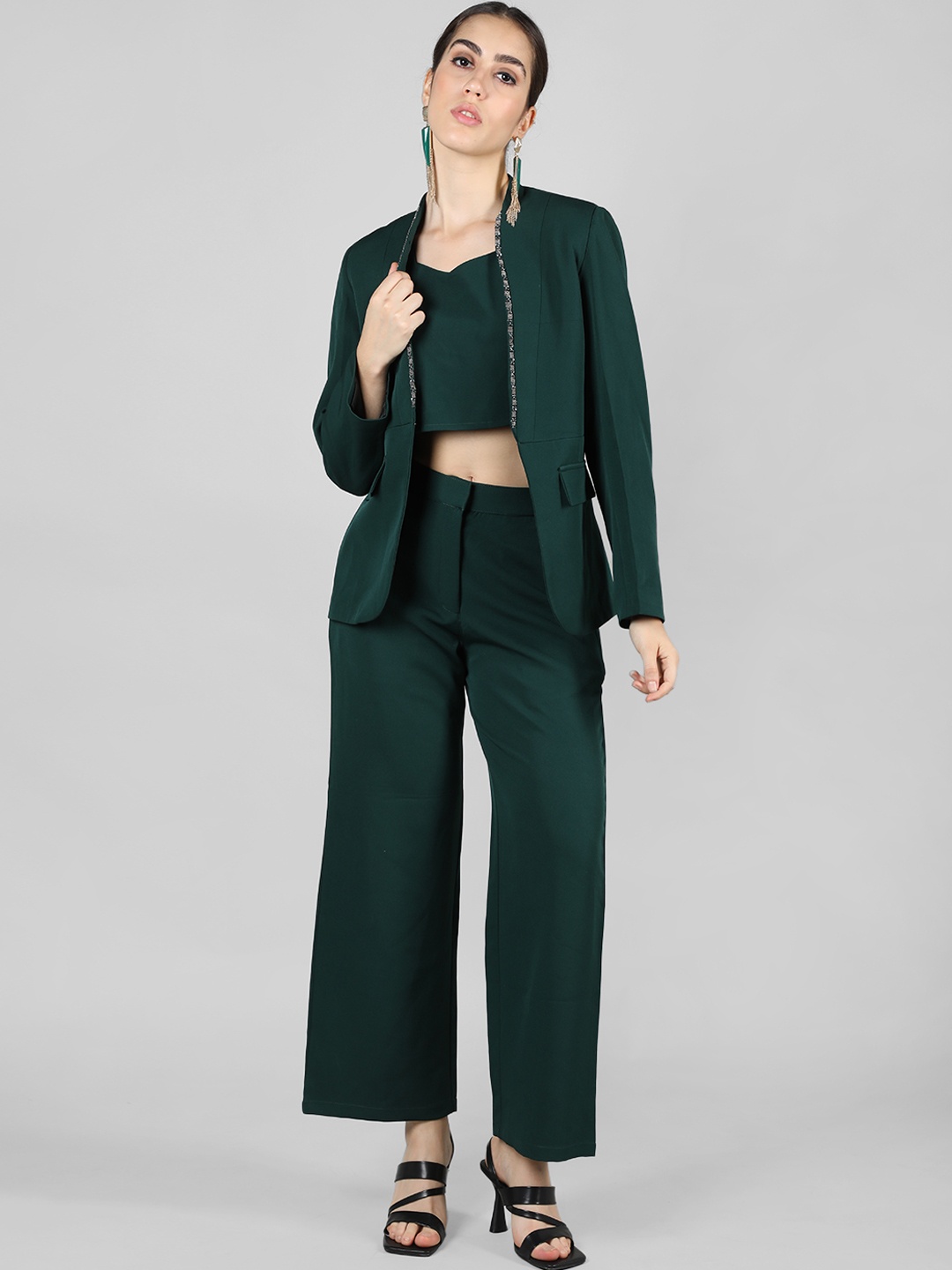 

HONNETE Single-Breasted Three-Piece Casual Suit, Green