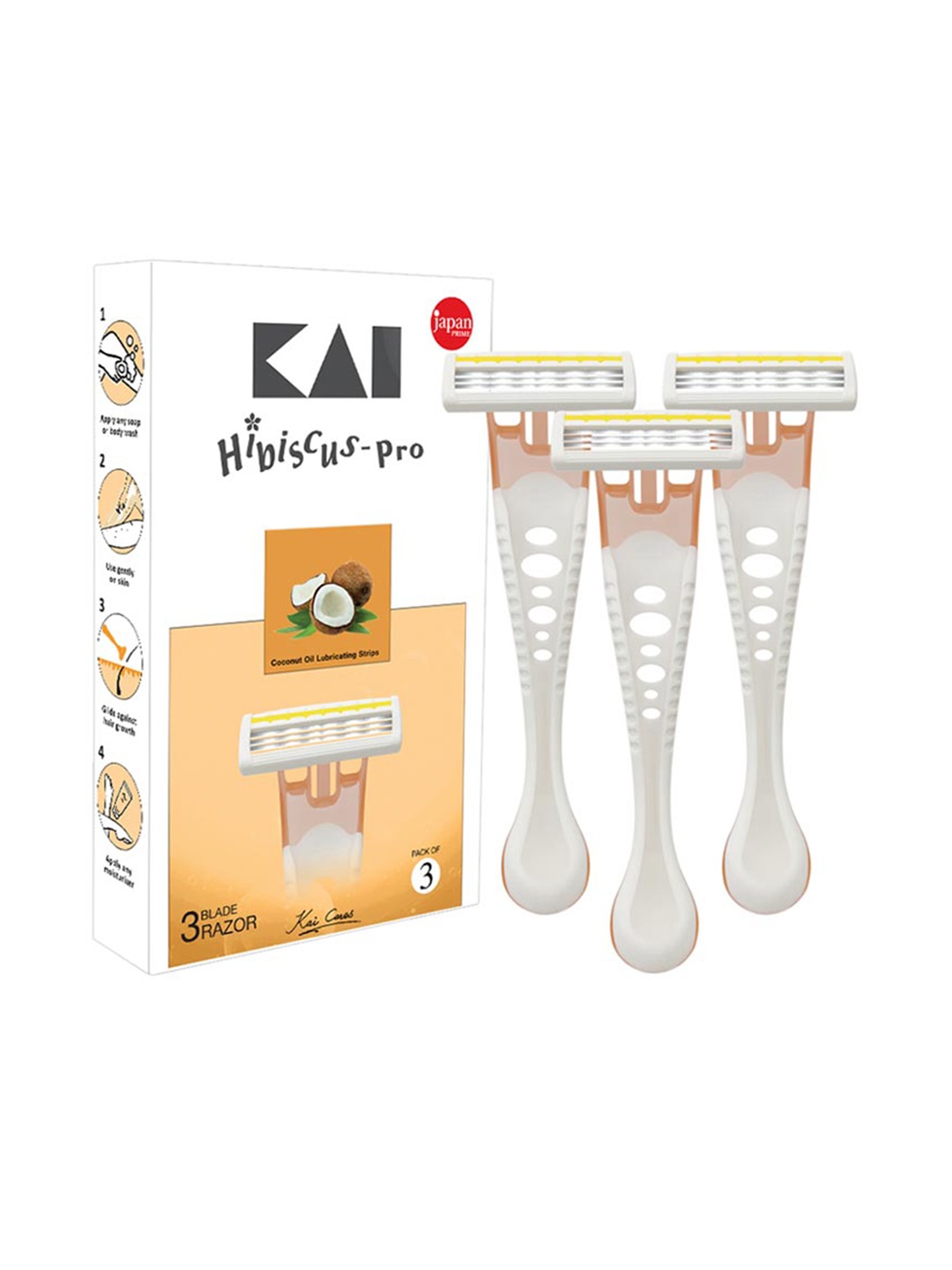 

KAI Set Of 3 Hibiscus Pro 3 Blade Body Razors, White