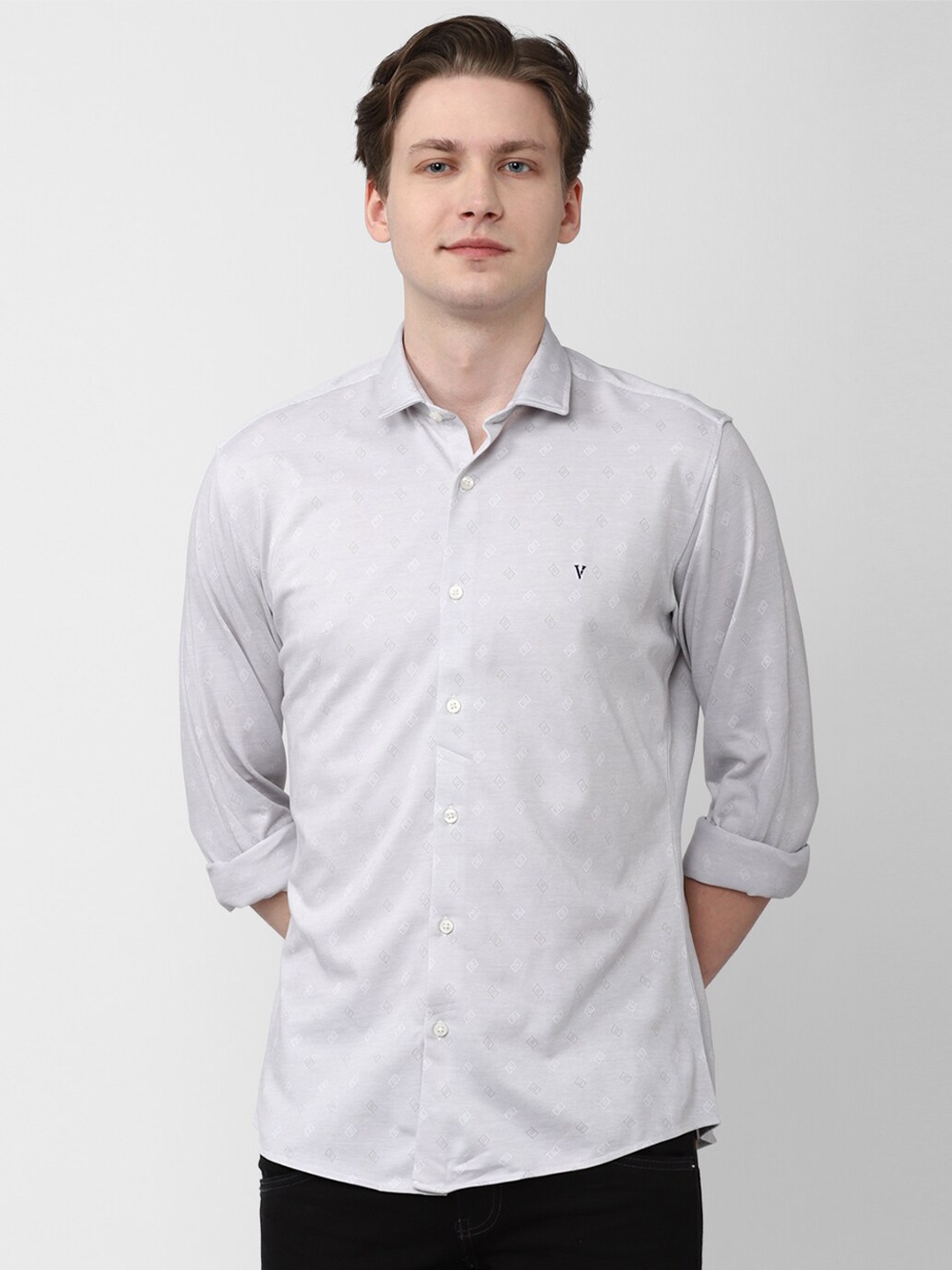 

Van Heusen Sport Slim Fit Self Design Casual Shirt, Grey