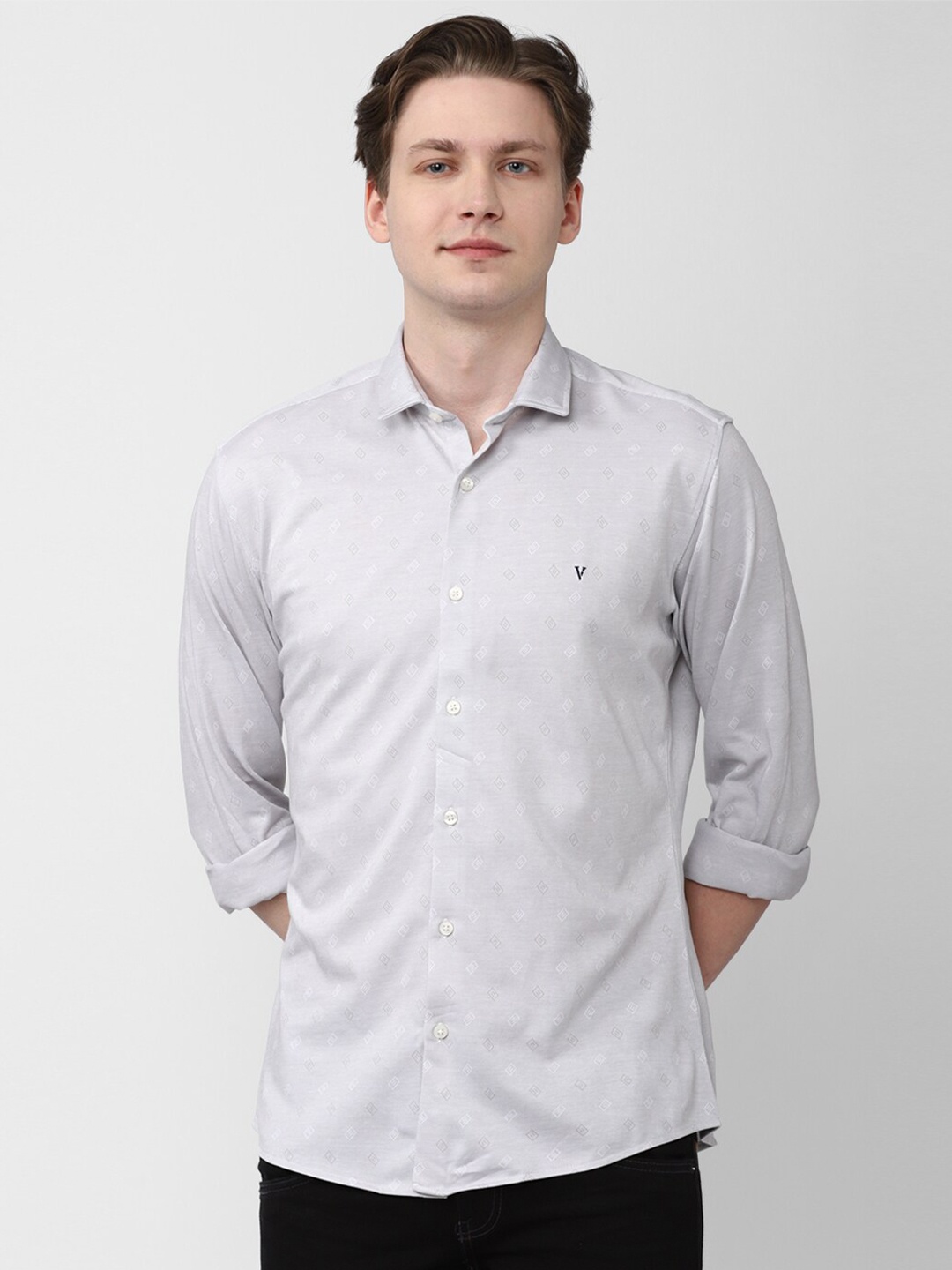 

Van Heusen Sport Slim Fit Self Design Casual Shirt, Grey