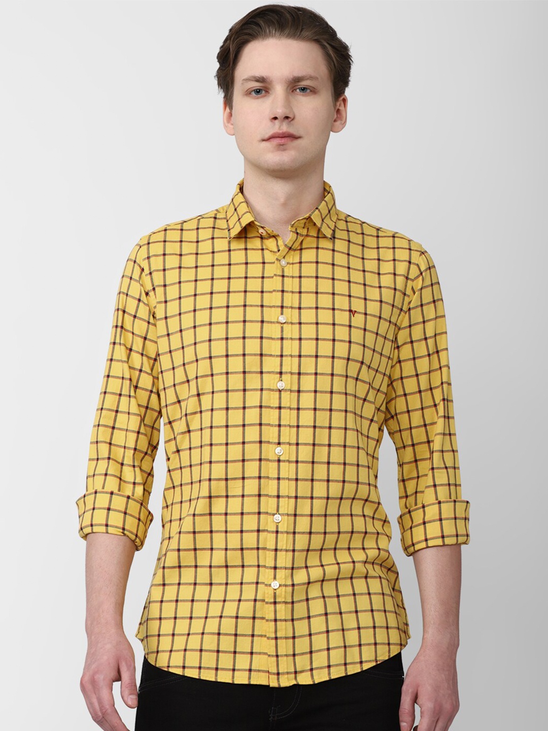 

Van Heusen Sport Slim Fit Windowpane Checks Casual Shirt, Yellow