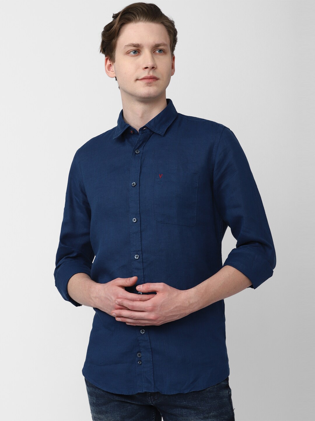

Van Heusen Sport Slim Fit Linen Casual Shirt, Navy blue