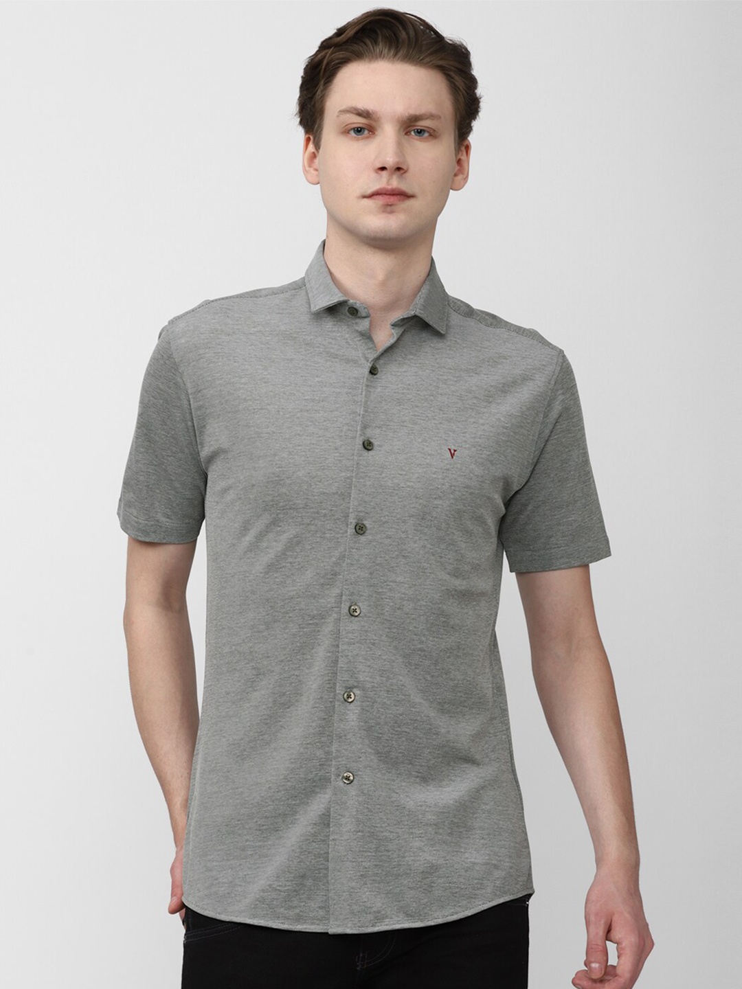 

Van Heusen Sport Slim Fit Self Design Pure Cotton Casual Shirt, Grey
