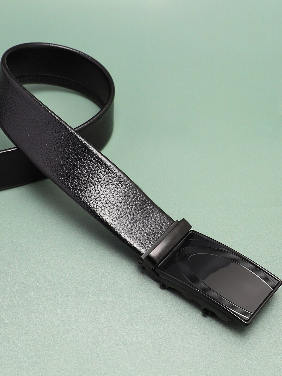 

French Accent Men Textured PU Formal Belt, Black