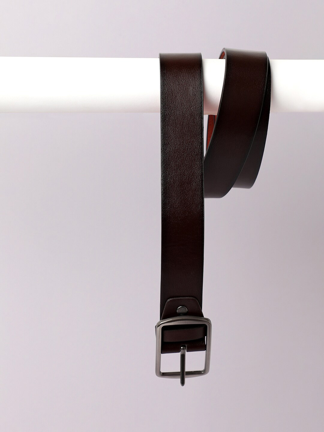 

French Accent Men Textured PU Formal Belt, Brown