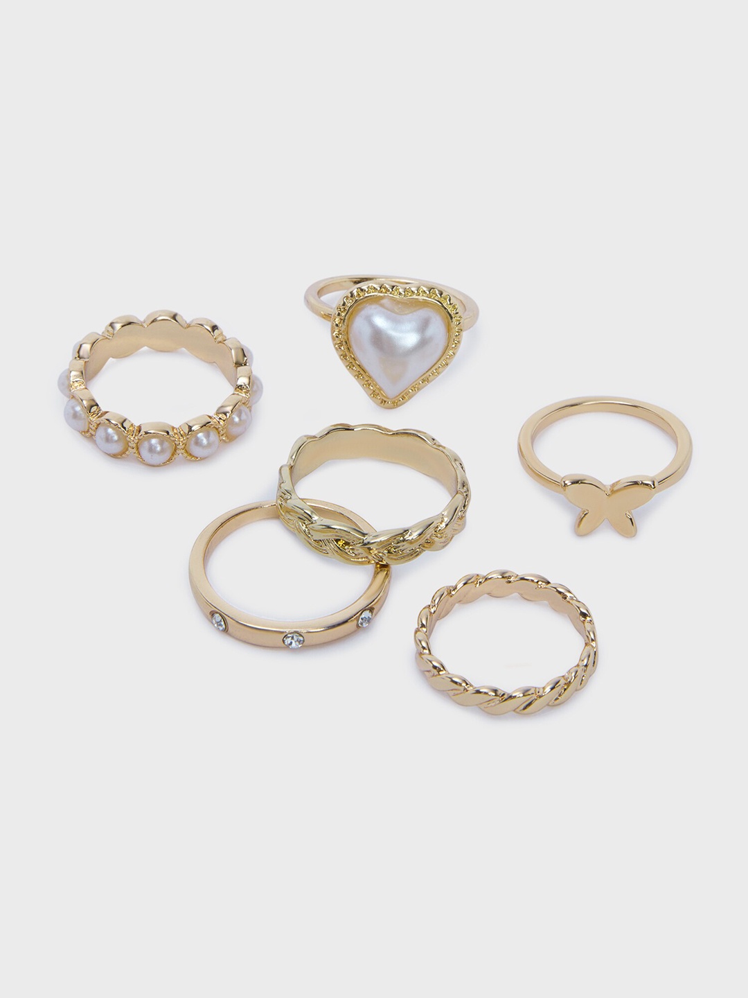 

20Dresses Pack Of 6 Gold-Plated Butterfly Heart Finger Rings