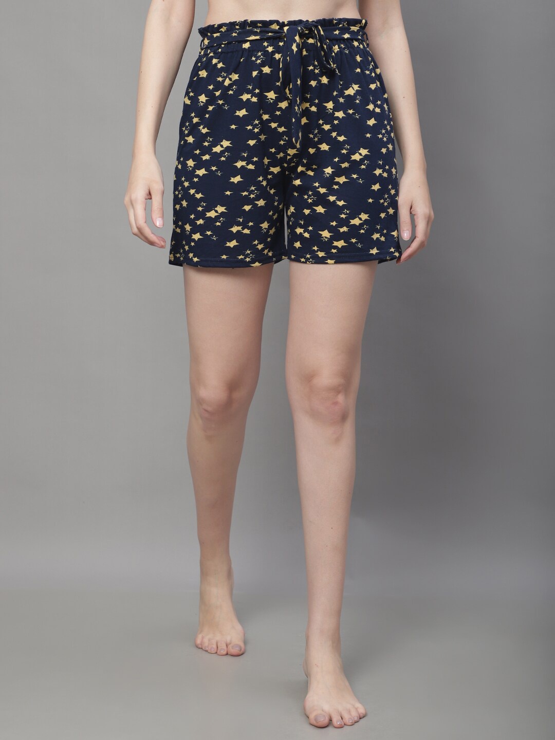 

Boston Club Women Printed Cotton Lounge Shorts, Navy blue