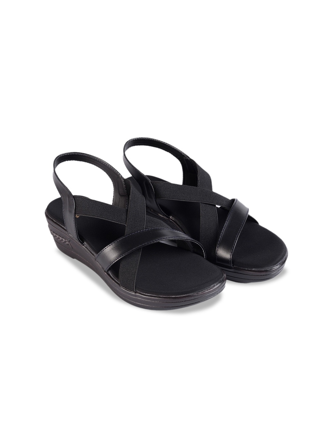 

Joytouch Criss-Cross Strap Wedge Heels, Black
