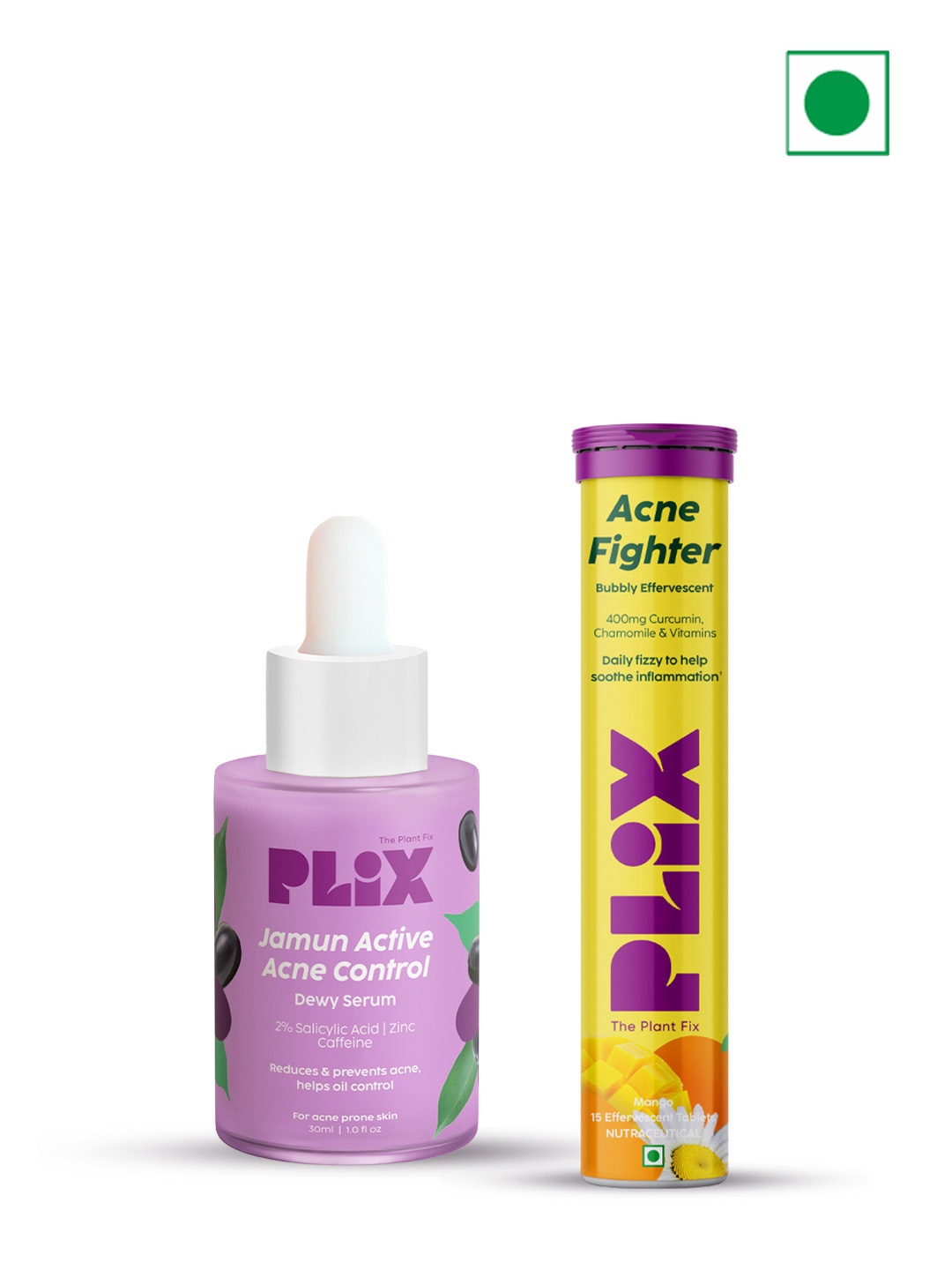 

PLIX THE PLANT FIX Acne Control Dewy Serum & Acne Fighter Combo - 30ml + 15 Tablets, Purple