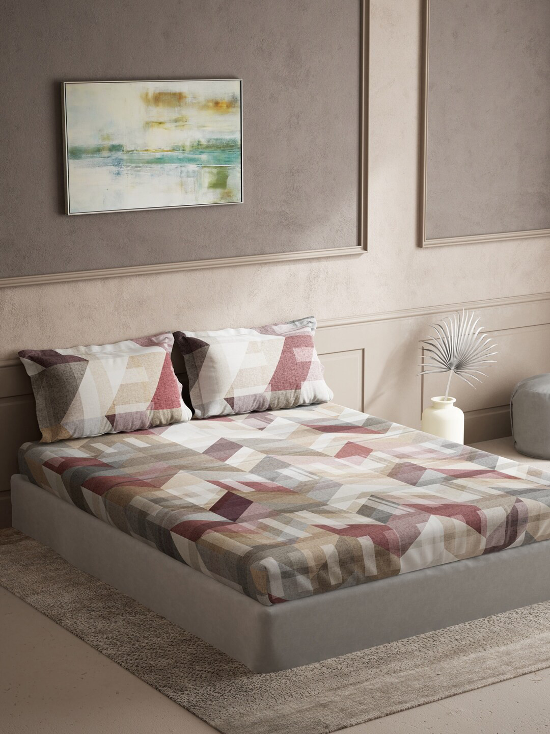 

DDecor Live Beautiful Red & Brown 140 TC Cotton King Bedsheet with 2 Pillow Covers