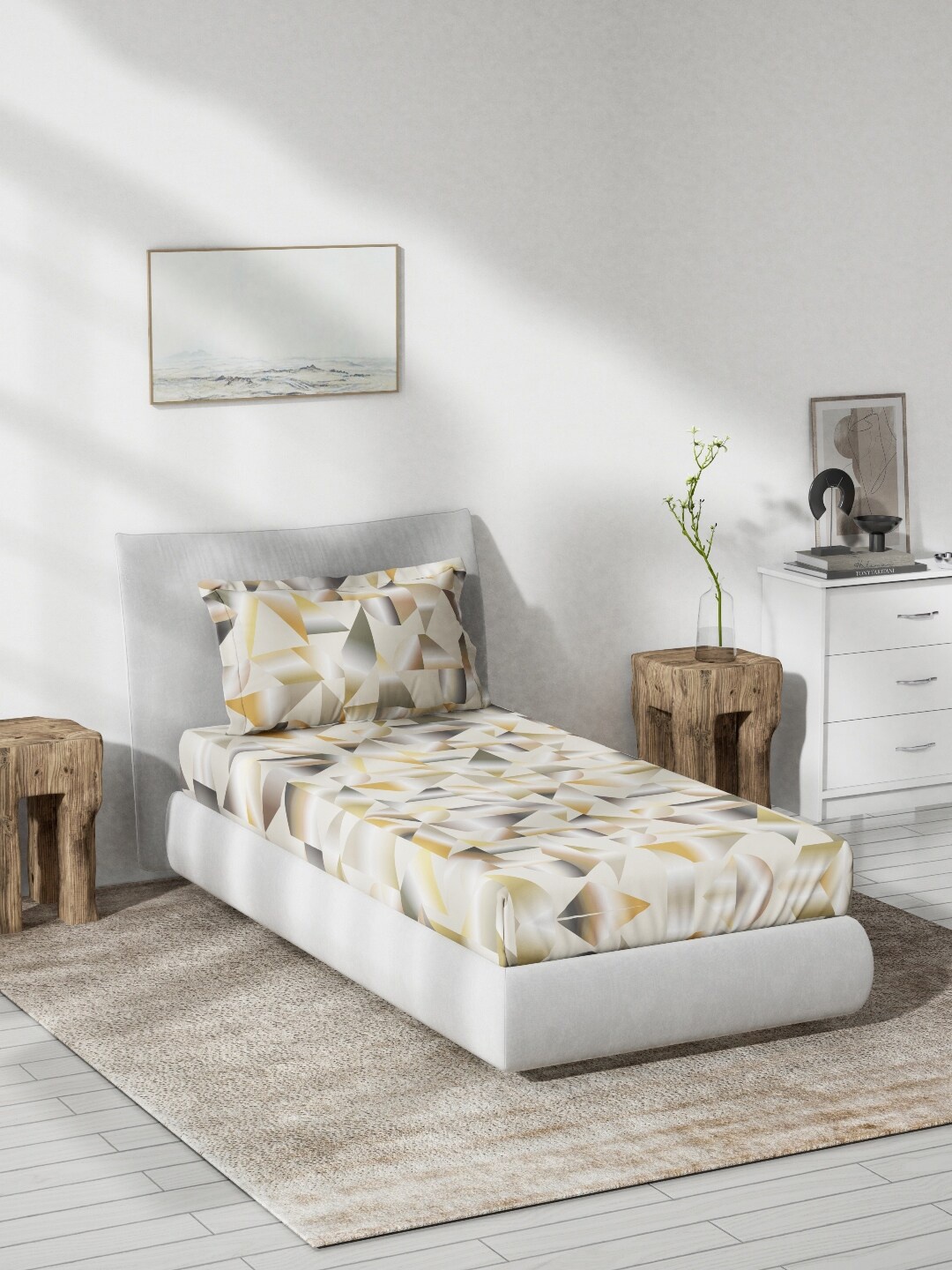 

DDecor Live Beautiful Brown & Grey 140 TC Cotton Single Bedsheet & 1 Pillow Cover