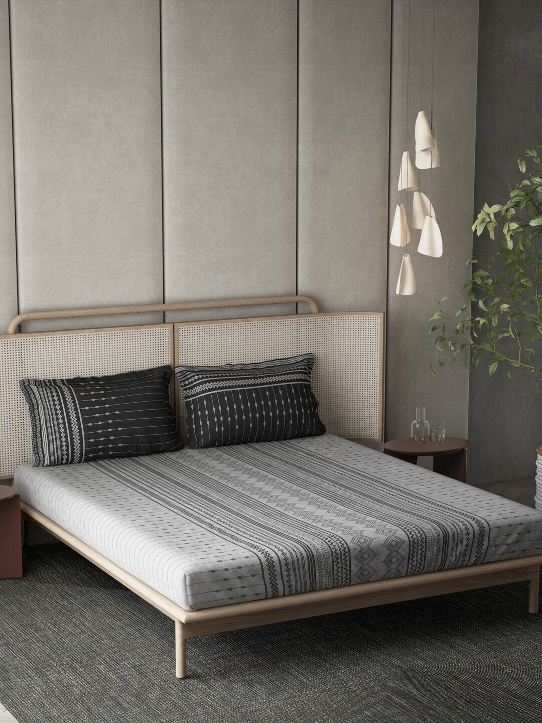 

DDecor Live Beautiful Black & Grey 140 TC Cotton King Bedsheet & 2 Pillow Covers