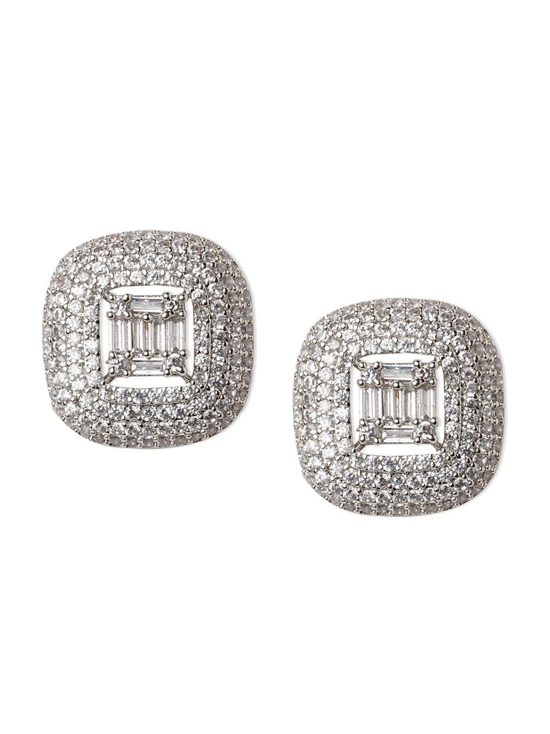 

Tipsyfly Brass-Plated Contemporary Studs Earrings, Silver