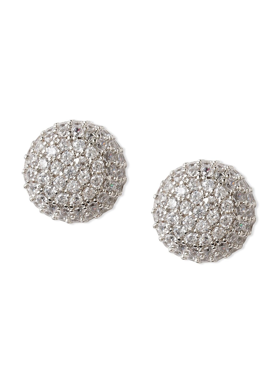 

Tipsyfly Brass-Plated Crystal Studded Contemporary Studs Earrings, Silver