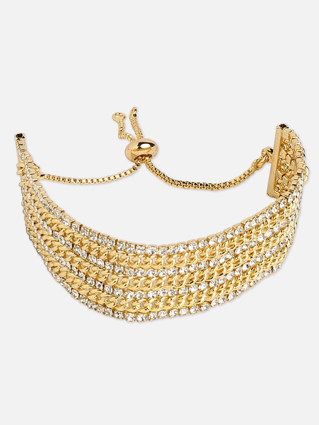 

Tipsyfly Women Gold-Plated Stone Studded Link Bracelet