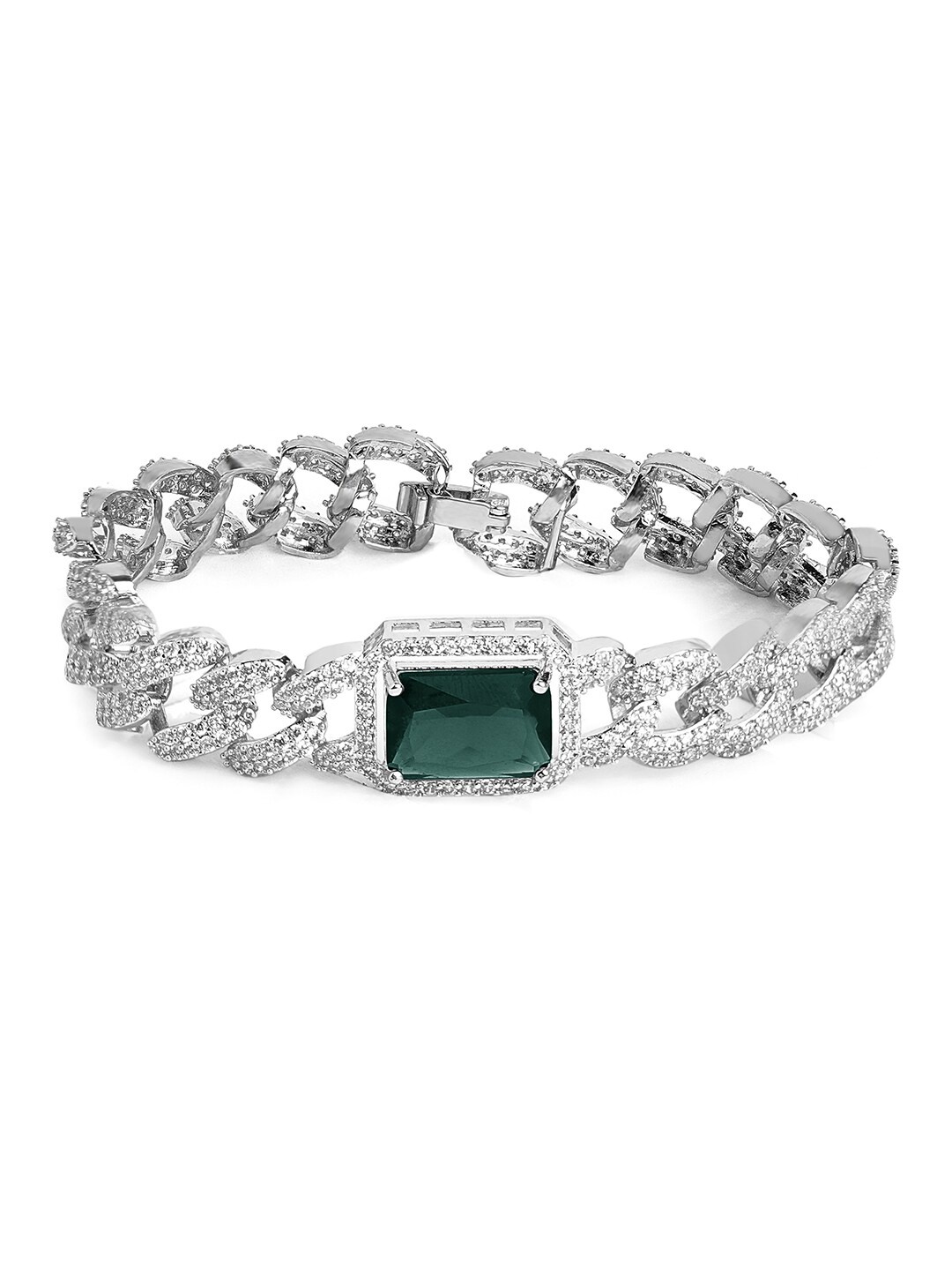 

Tipsyfly Women Silver-Plated American Diamond Link Bracelet