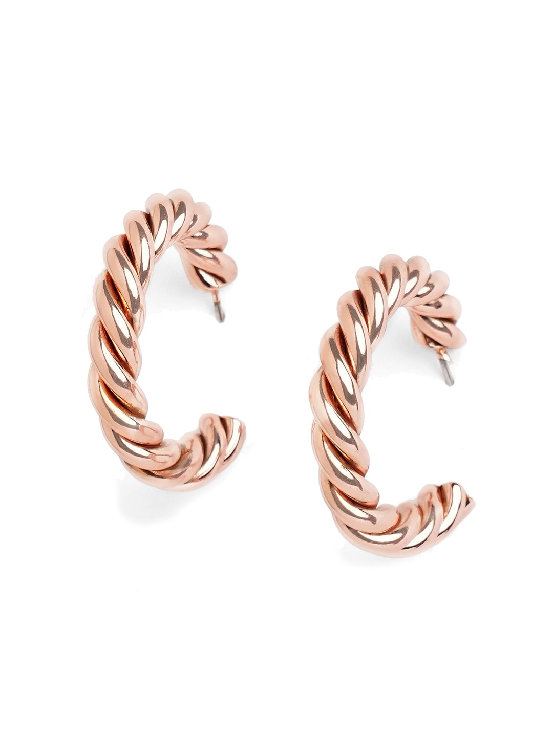 

Tipsyfly Brass-Plated Contemporary Half Hoop Earrings, Rose gold