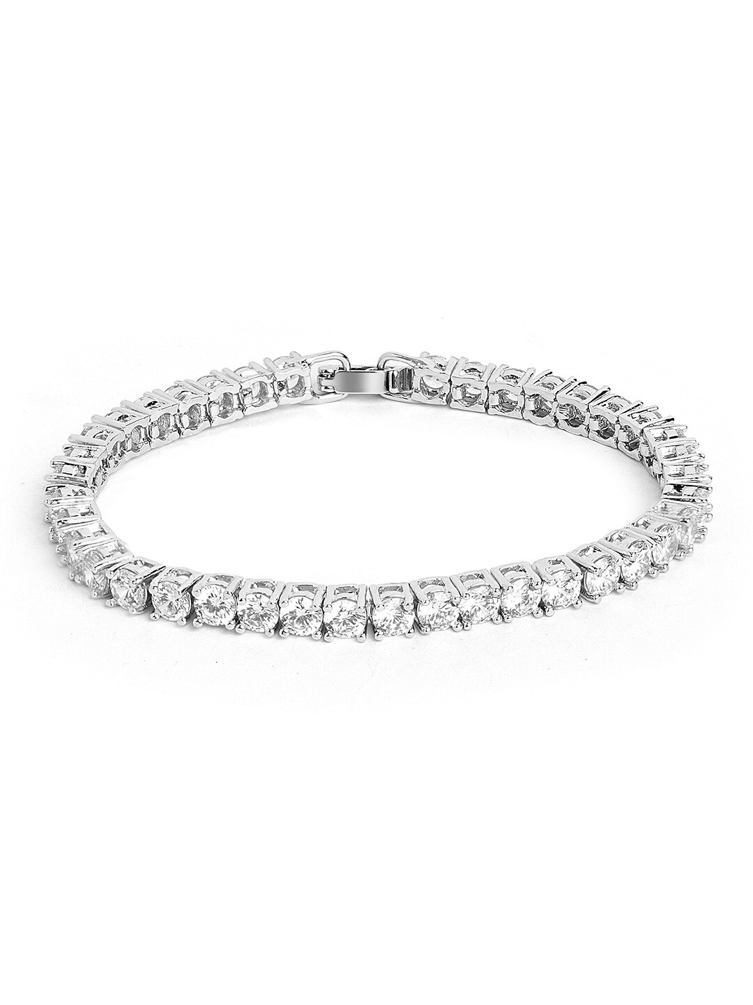

Tipsyfly Women Silver-Plated Zirconia Studded Link Bracelet