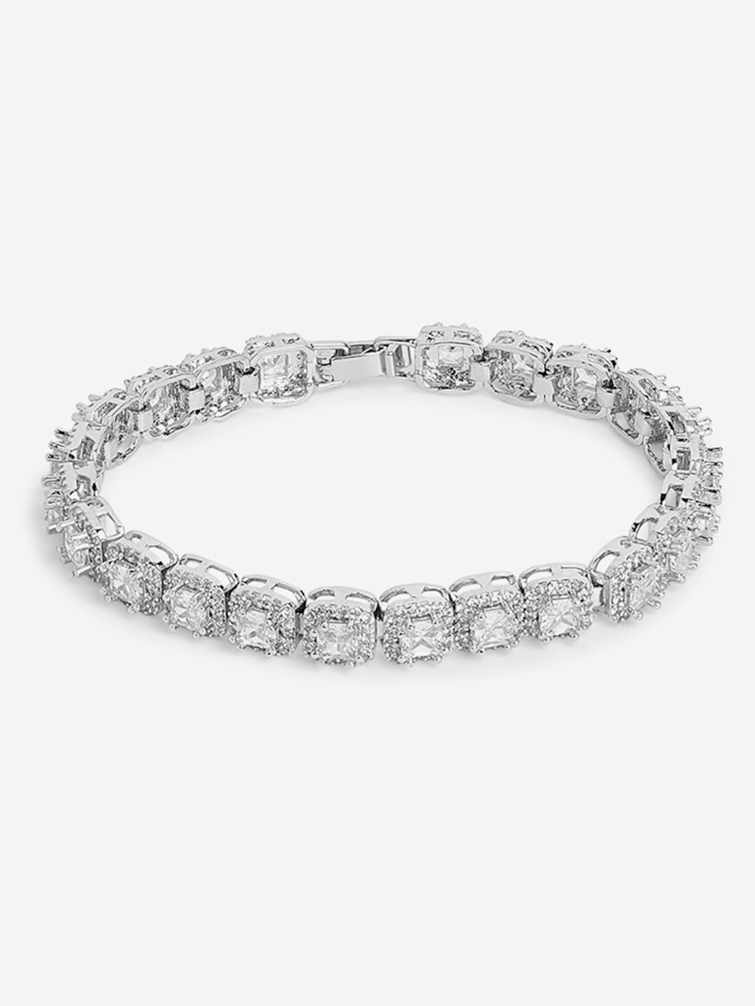 

Tipsyfly Women Silver-Plated Cubic Zirconia Link Bracelet