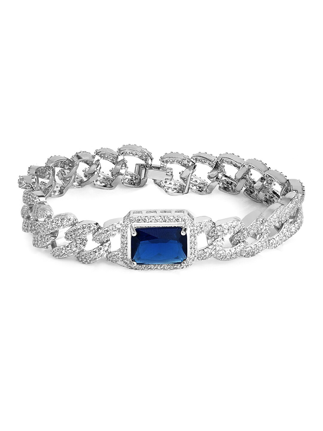 

Tipsyfly Women Silver-Plated American Diamond Link Bracelet
