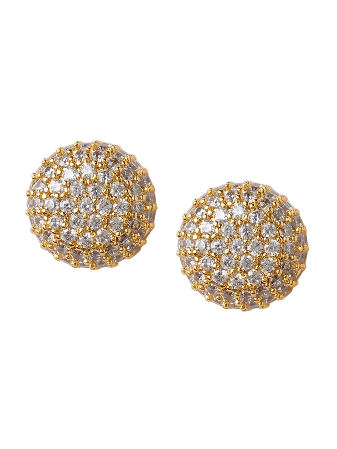 

Tipsyfly Brass-Plated Crystal Studded Contemporary Studs Earrings, Gold