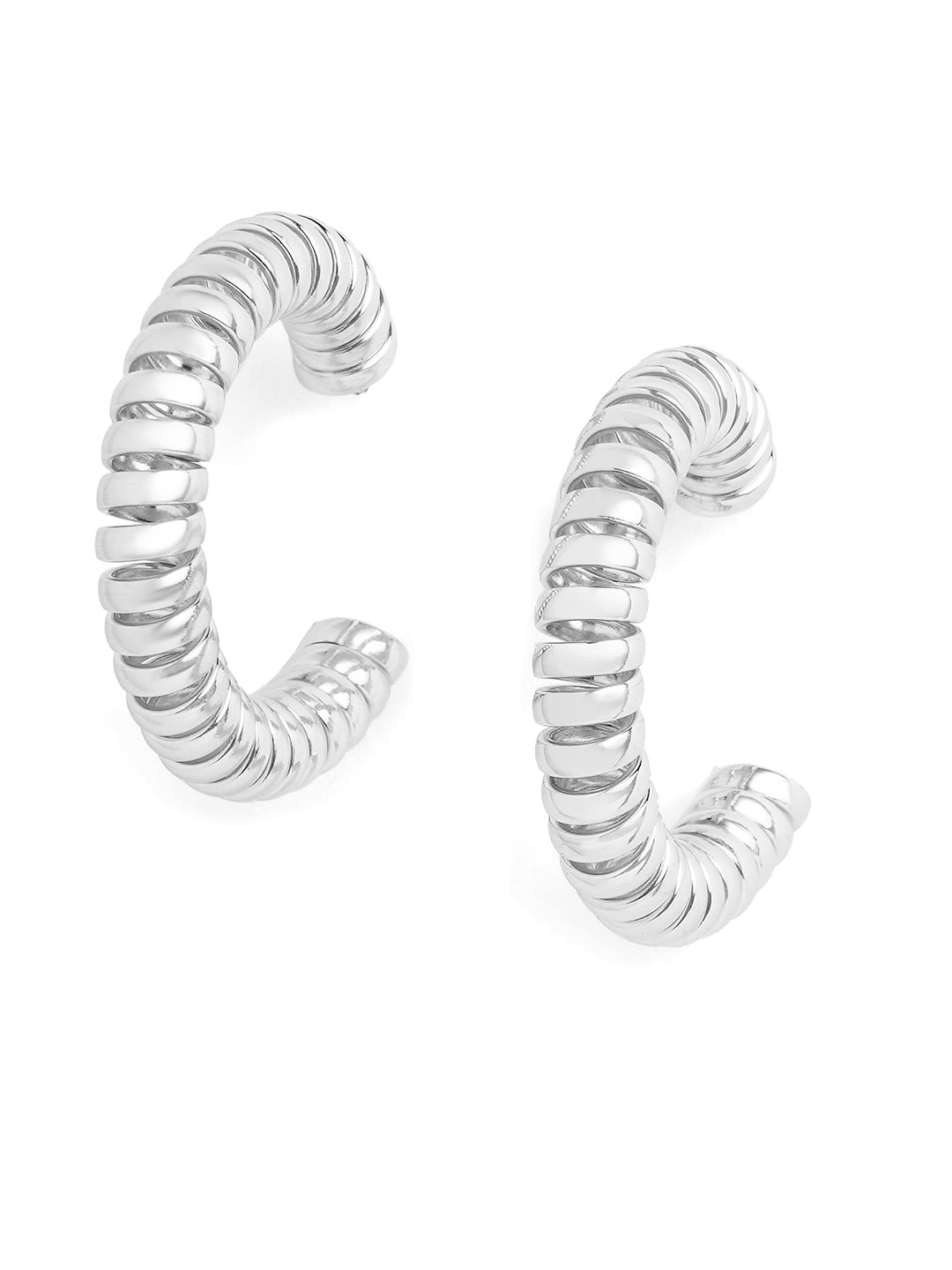 

Tipsyfly Silver-Toned Contemporary Half Hoop Earrings