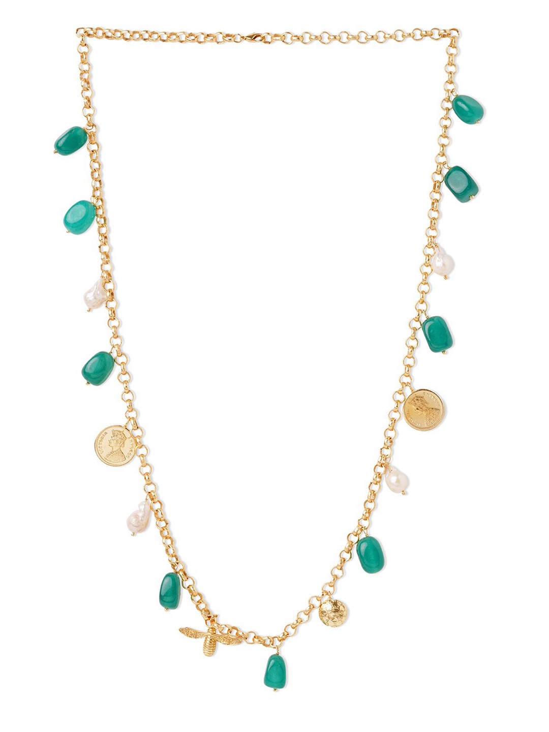 

Tipsyfly Brass-Plated Baroque Beaded Necklace, Gold