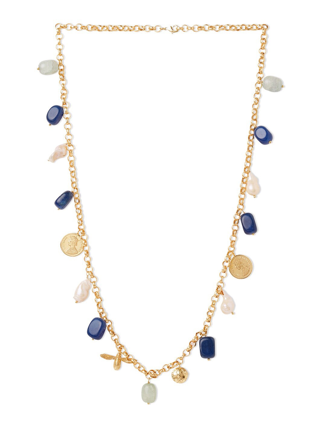 

Tipsyfly Brass-Plated Baroque Beaded Necklace, Gold