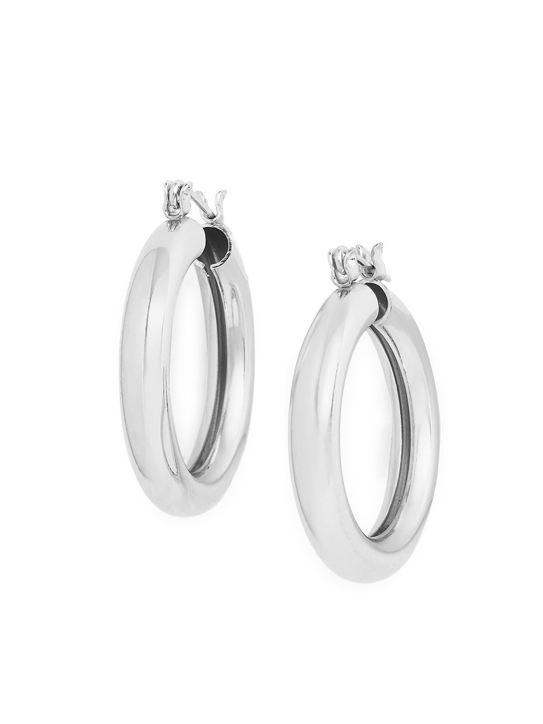 

Tipsyfly Brass-Plated Contemporary Hoop Earrings, Silver