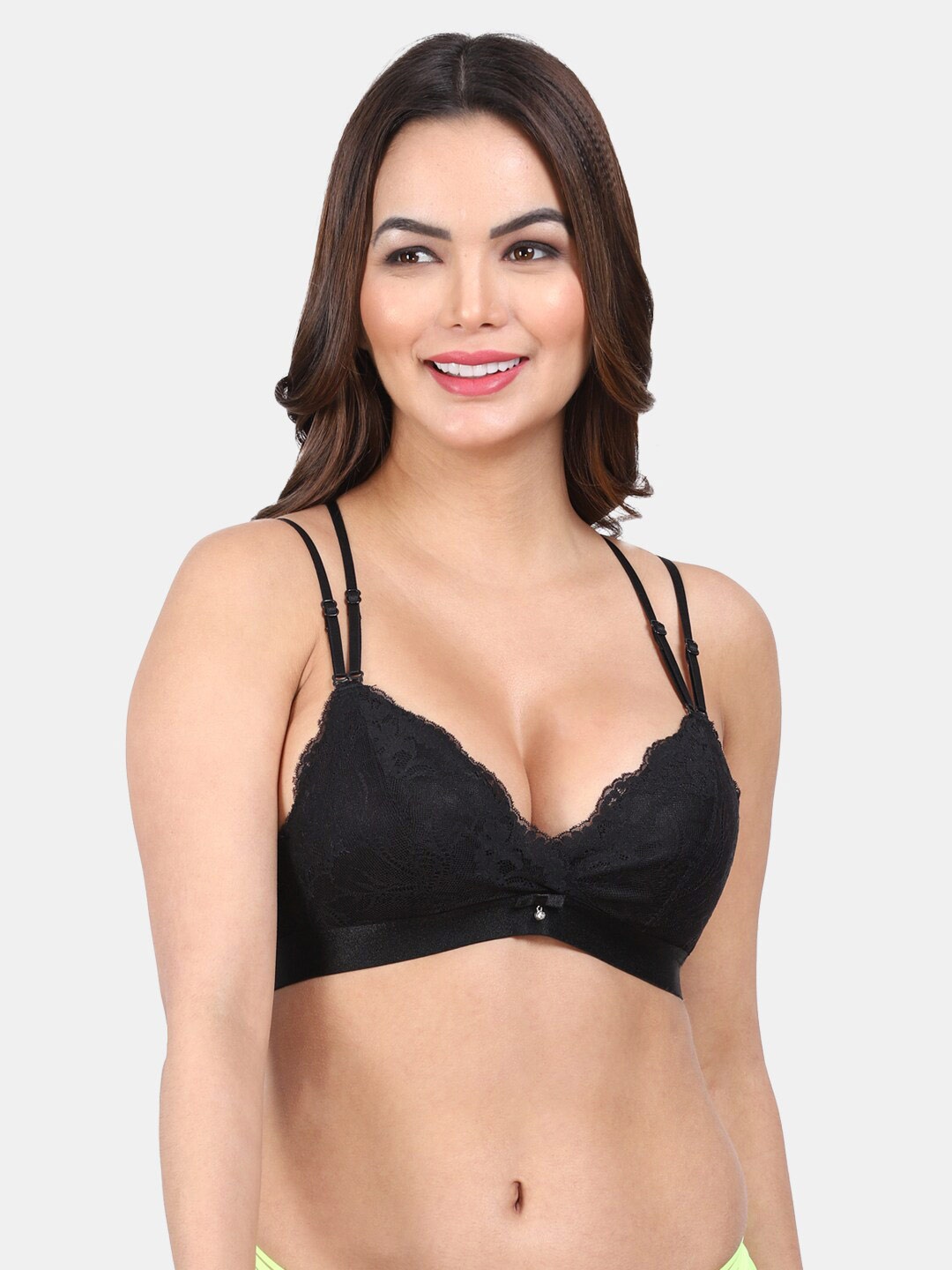 

Amour Secret Self Design Lightly Padded All Day Comfort Bralette Bra, Black