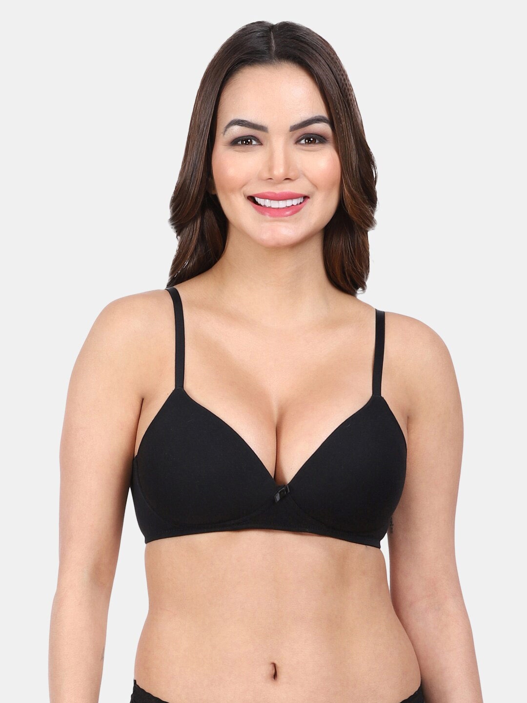 

Amour Secret Lightly Padded Cotton All Day Comfort Seamless T-shirt Bra, Black