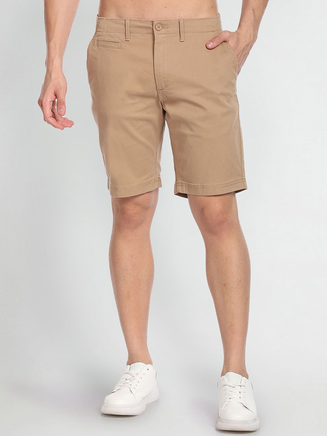 

Flying Machine Men Mid Rise Slim Fit Shorts, Brown