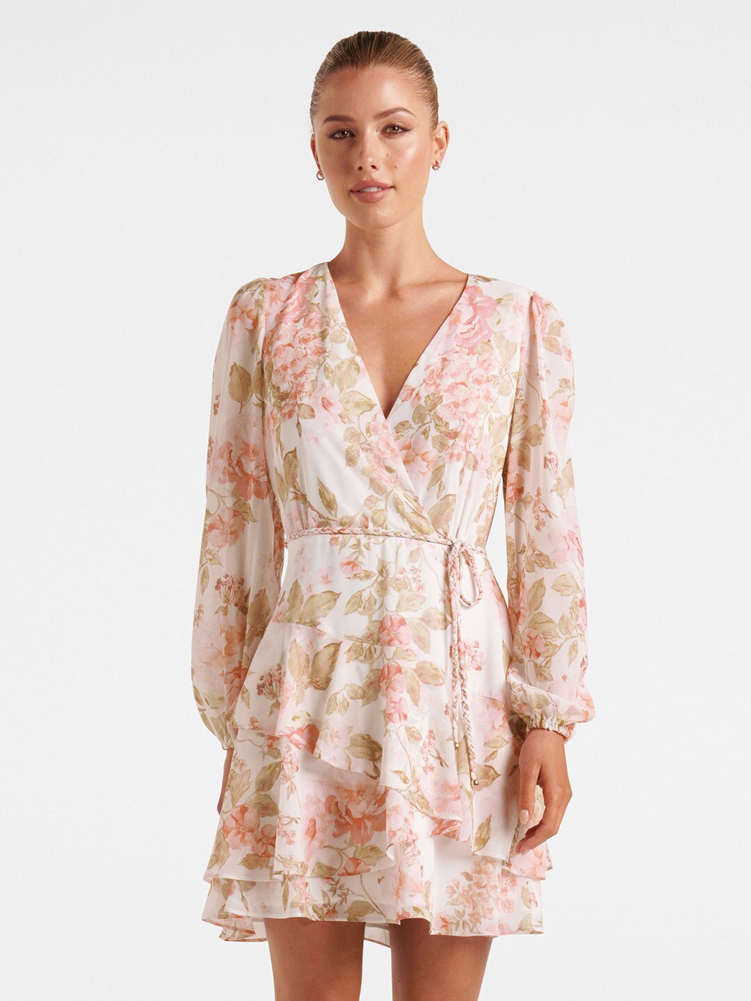 

Forever New Floral Printed Wrap Dress, White