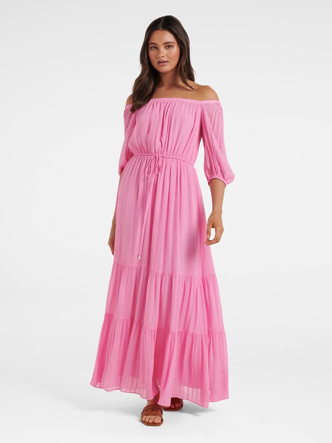 

Forever New Off-Shoulder Tiered Maxi Dress, Pink