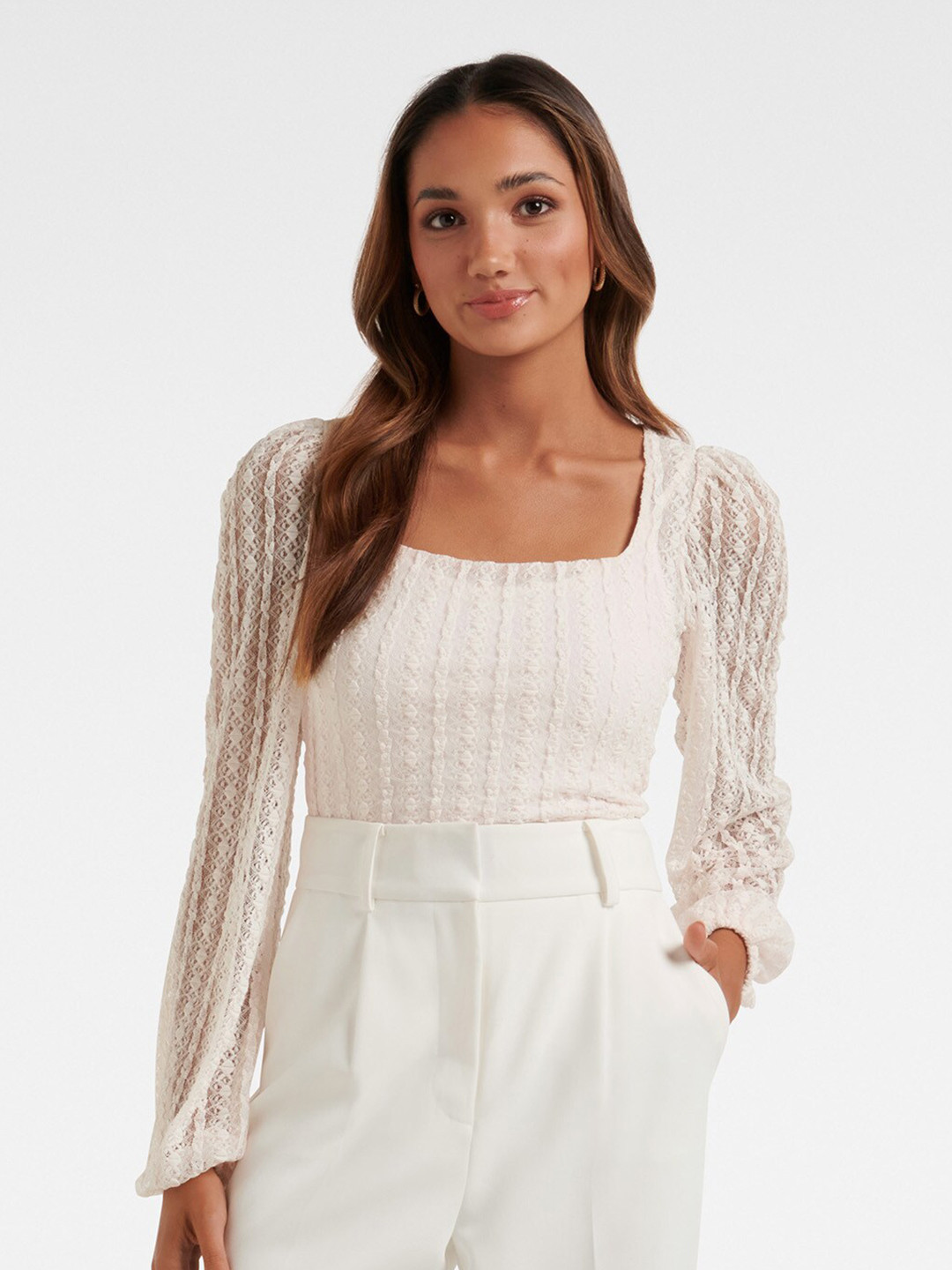 

Forever New Square Neck Puff Sleeve Top, Pink