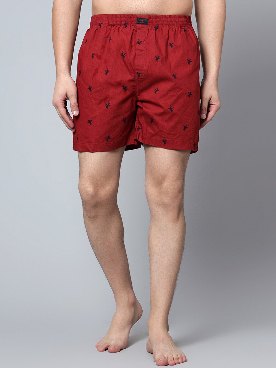 

Cantabil Men Printed Cotton Boxer, Maroon