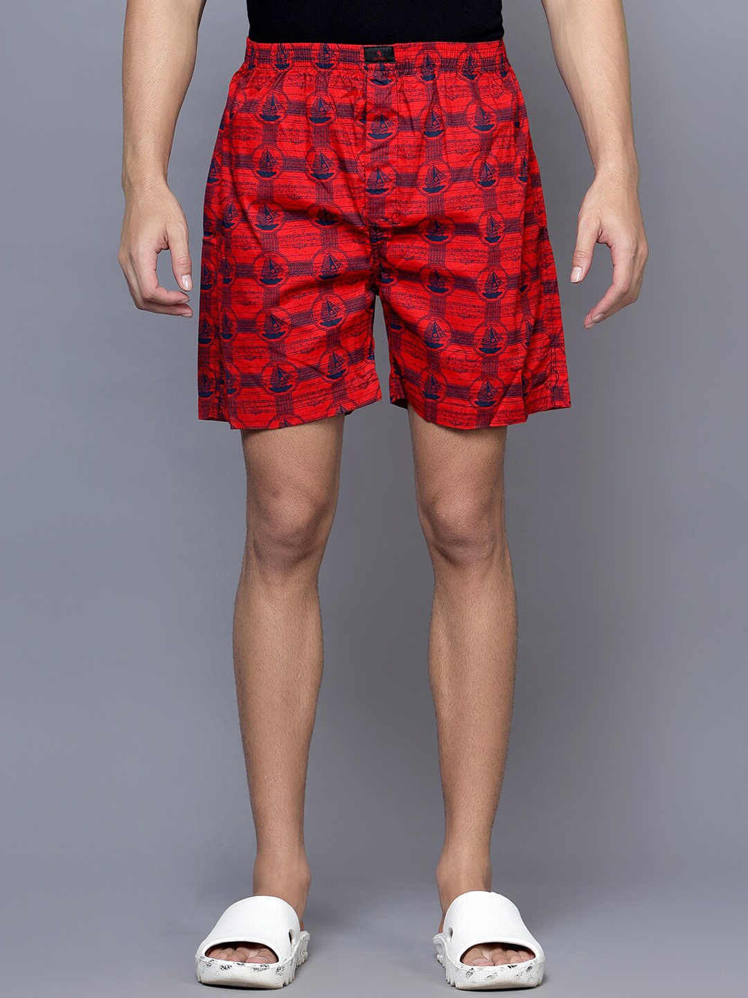 

Cantabil Men Printed Pure Cotton Boxer, Red