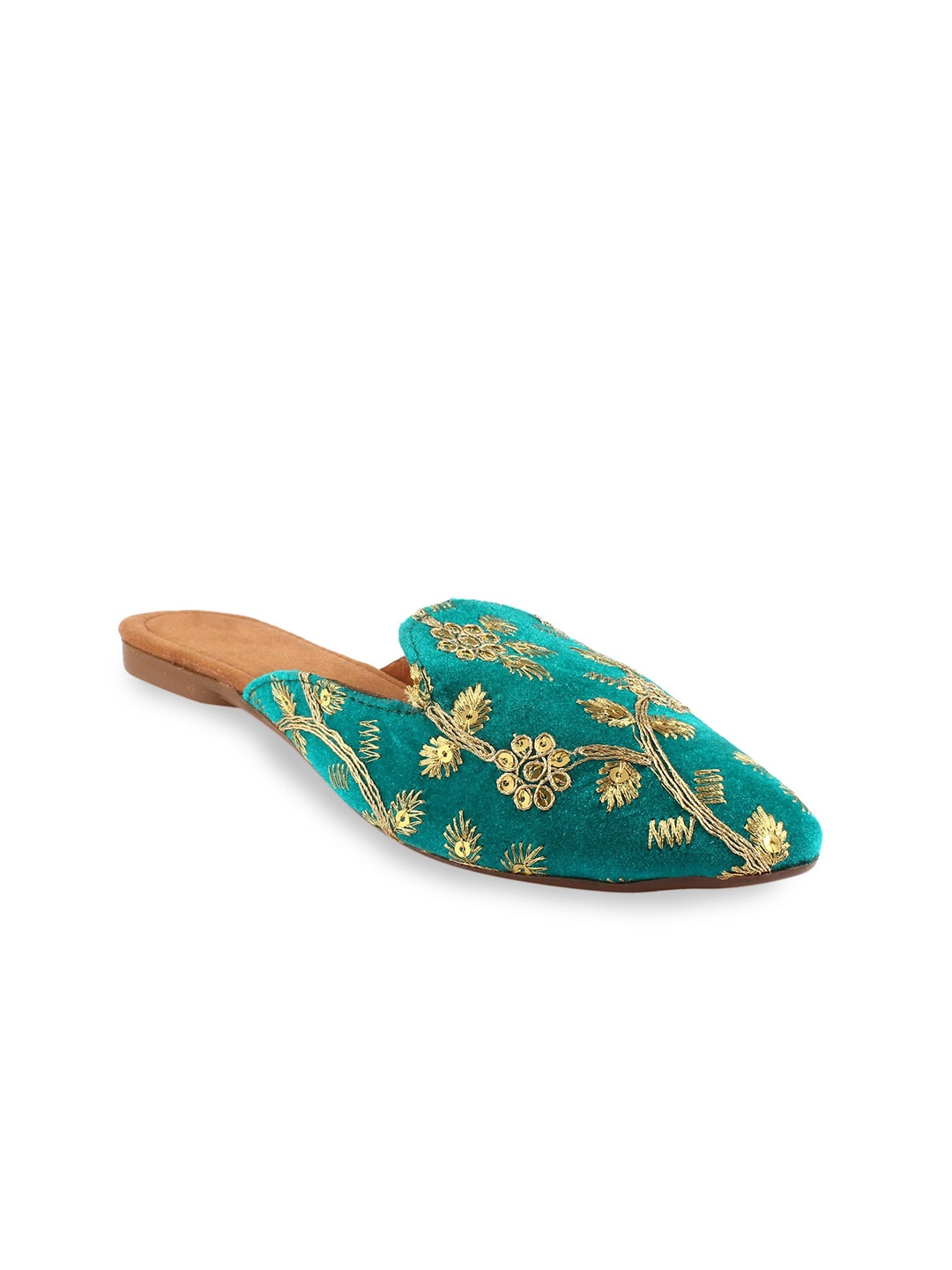 

Apratim Women Embroidered Ethnic Mules, Green