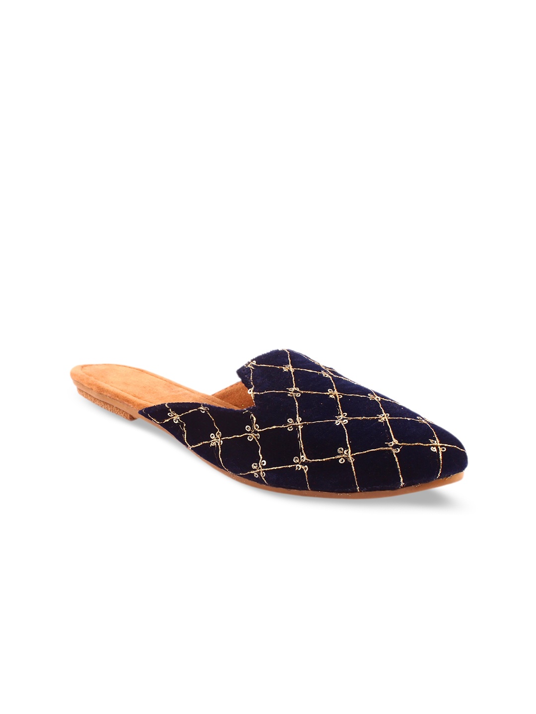 

Apratim Women Embroidered Ethnic Mules, Navy blue