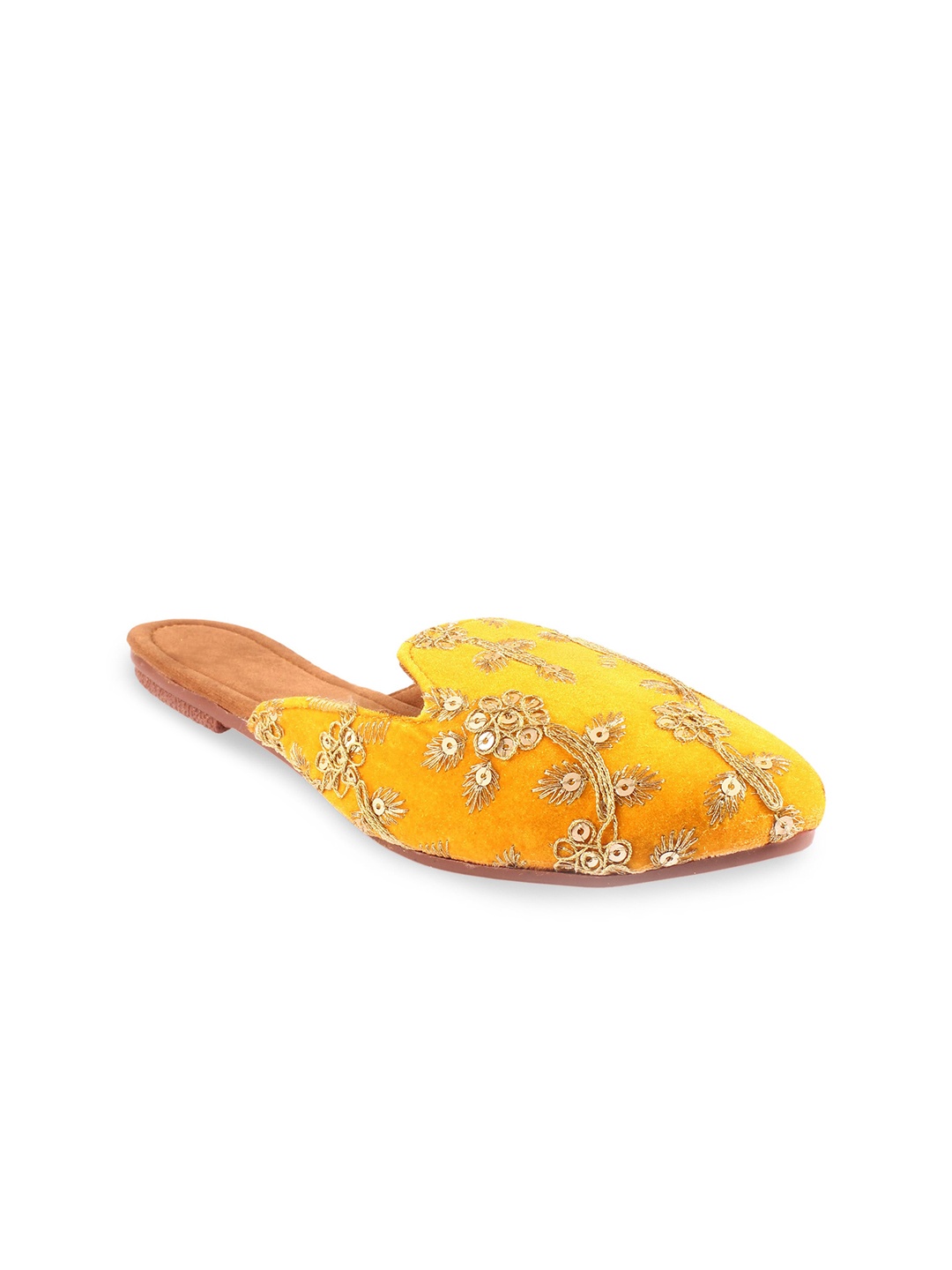 

Apratim Women Embellished Round Toe Slip On Mules, Yellow