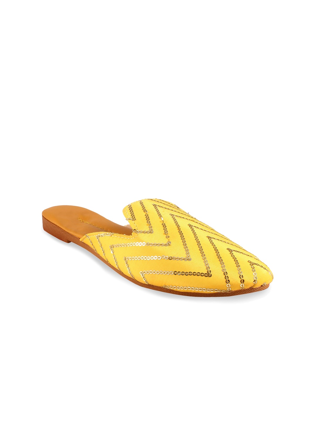 

Apratim Women Embellished Round Toe Slip On Mules, Yellow