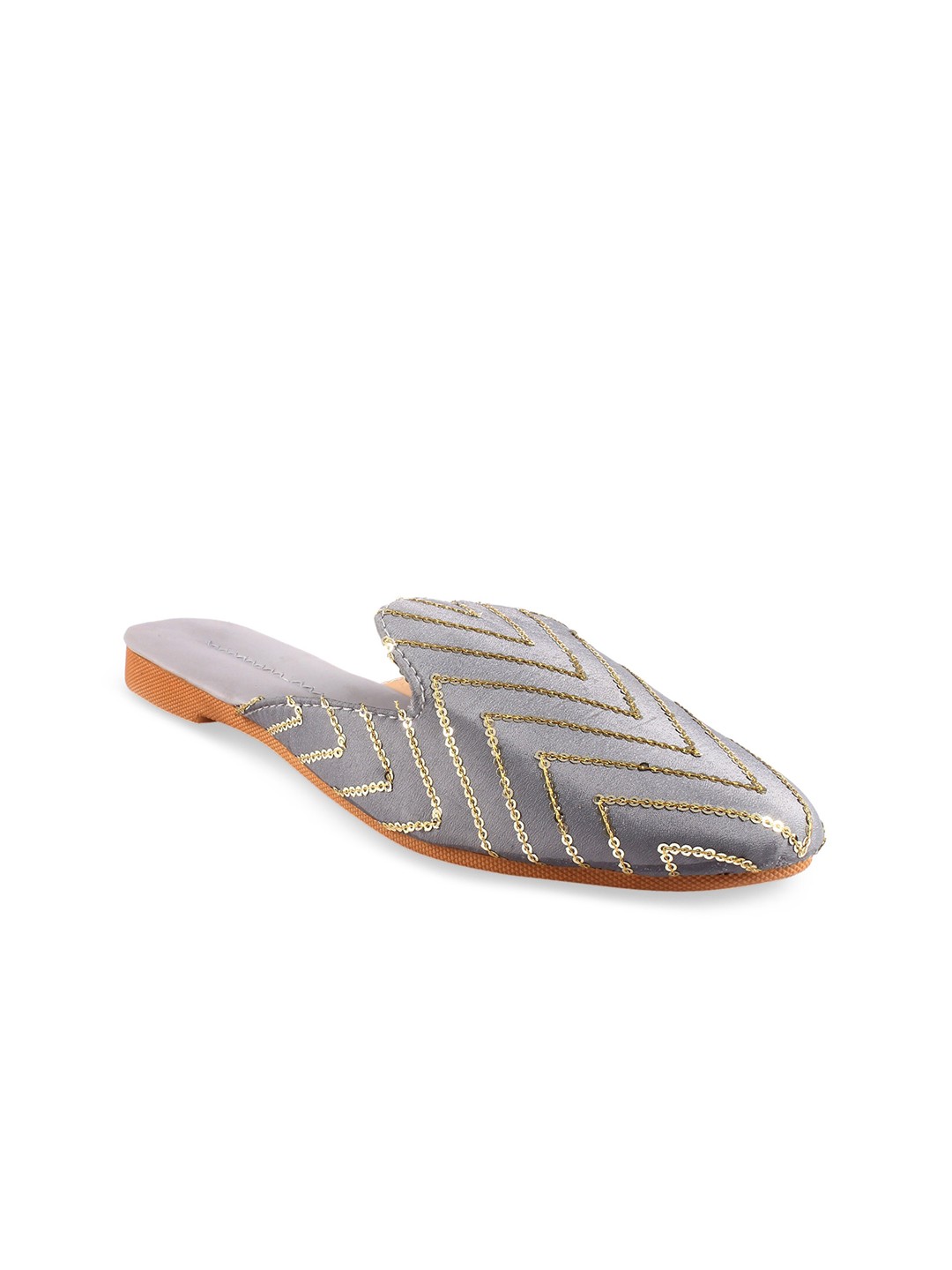 

Apratim Women Embellished Round Toe Slip On Mules, Grey