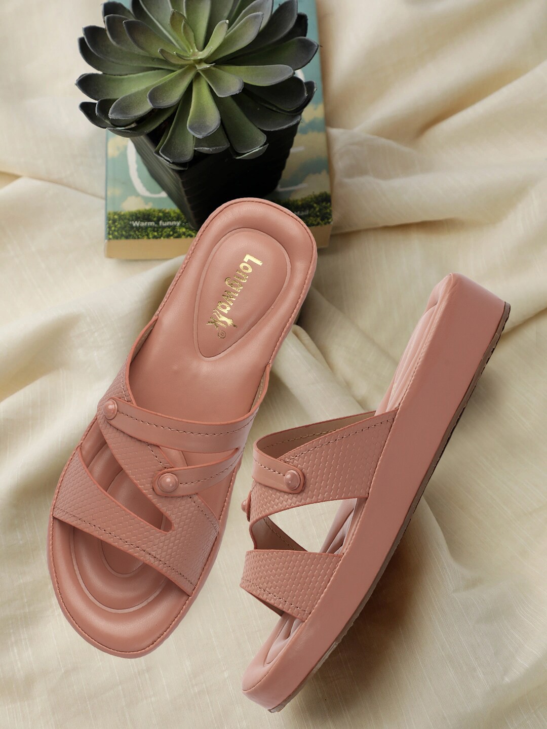 

Longwalk Women Open Toe Slip On Flats, Pink