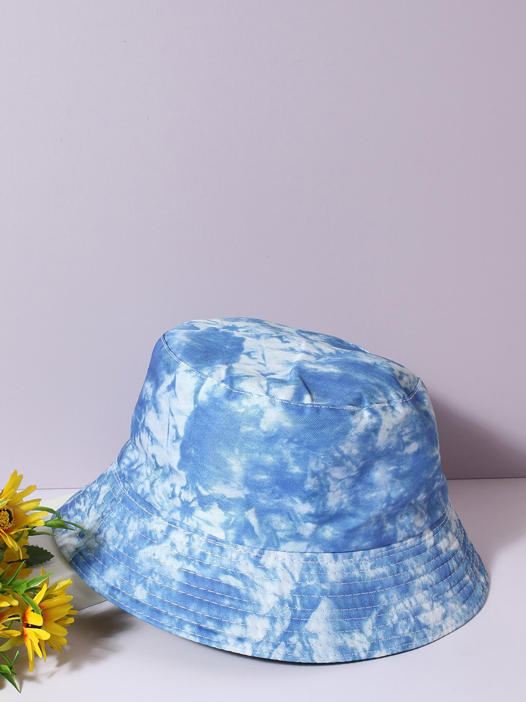 

French Accent Men Tie & Dye Printed Bucket Hat, Blue