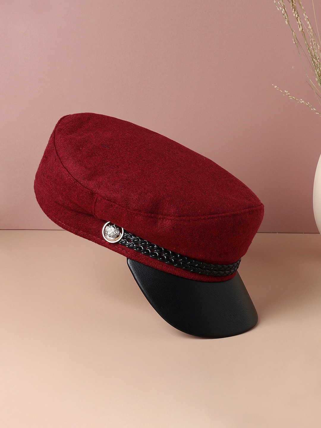 

French Accent Self Design Vintage Breton Cap, Brown